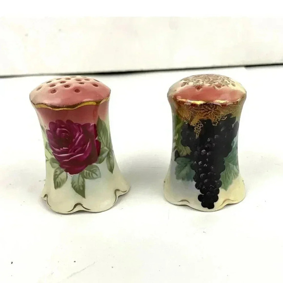 VTG Rosenthal Madeleine Bavarian Porcelain Salt and Pepper Shakers Roses Grapes - Picture 1 of 11